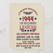 8パーソナライズされたヴィンテージ80歳の誕生日パーティー 招待状 (正面/裏面)