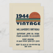 8パーソナライズされたヴィンテージ80歳の誕生日パーティー 招待状 (正面/裏面)