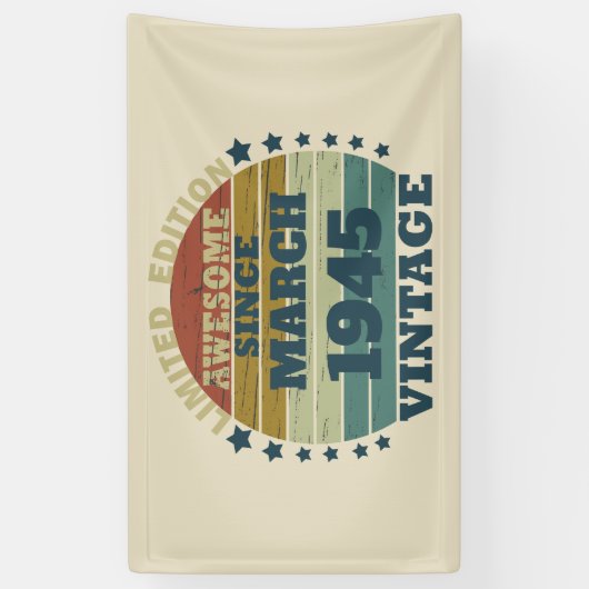 8パーソナライズされたヴィンテージ80歳の誕生日パーティー 横断幕 (縦)