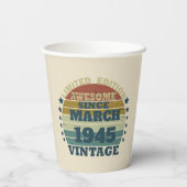 8パーソナライズされたヴィンテージ80歳の誕生日パーティー 紙コップ (裏面)