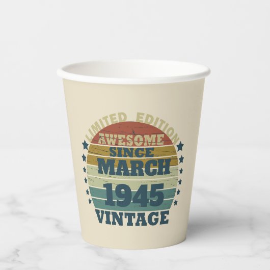 8パーソナライズされたヴィンテージ80歳の誕生日パーティー 紙コップ (正面)