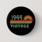 8パーソナライズされたヴィンテージ80歳の誕生日パーティー 缶バッジ (正面)