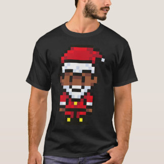 8ビットのピクセル化されたサンタクロースの皮のクリスマスミーム Tシャツ
