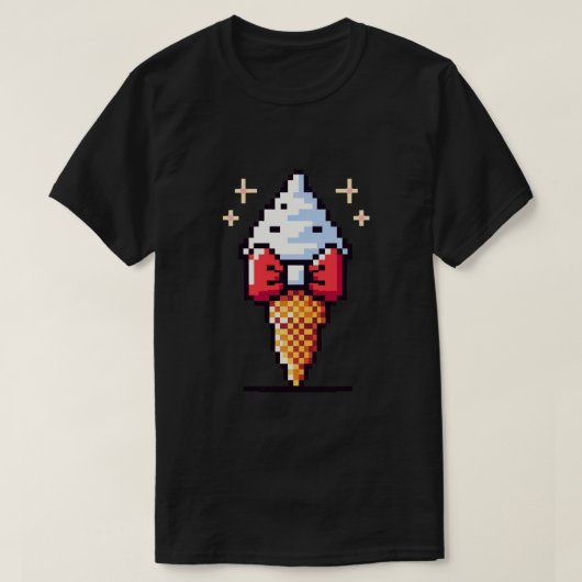 8ビットアイスクリームエレガンス： Dapperデザートデザイン Tシャツ (デザイン正面)