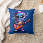8ビットエイリアンギタリスト – レトロピクセル宇宙音楽 クッション (ブランケット)