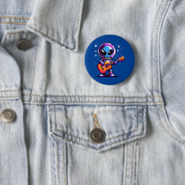 8ビットエイリアンギタリスト – レトロピクセル宇宙音楽 缶バッジ