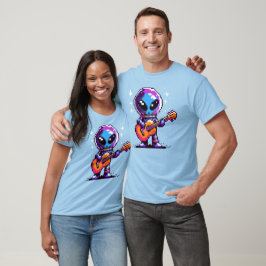 8ビットエイリアンギタリスト – レトロピクセル宇宙音楽 Tシャツ