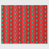 8ビットクリスマスツリーレッドグリーンピクセルアートオタク系のおもしろい ラッピングペーパー (フラット)