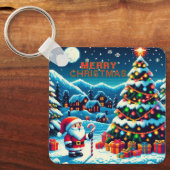 8ビットクリスマスツリー&サンタ キーホルダー (正面)