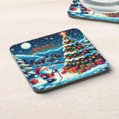 8ビットクリスマスツリー&サンタ コースター (左側)