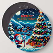 8ビットクリスマスツリー&サンタ 缶バッジ (正面&裏面)