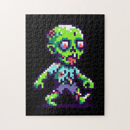 8ビットゾンビおもしろいハロウィーン ジグソーパズル (縦)