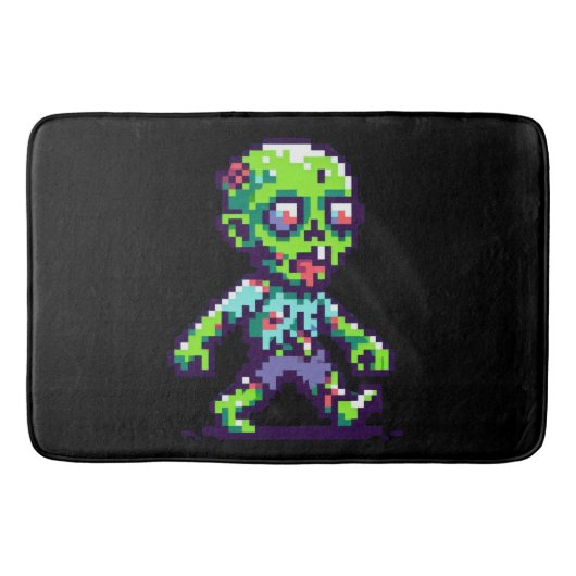 8ビットゾンビおもしろいハロウィーン バスマット (正面)