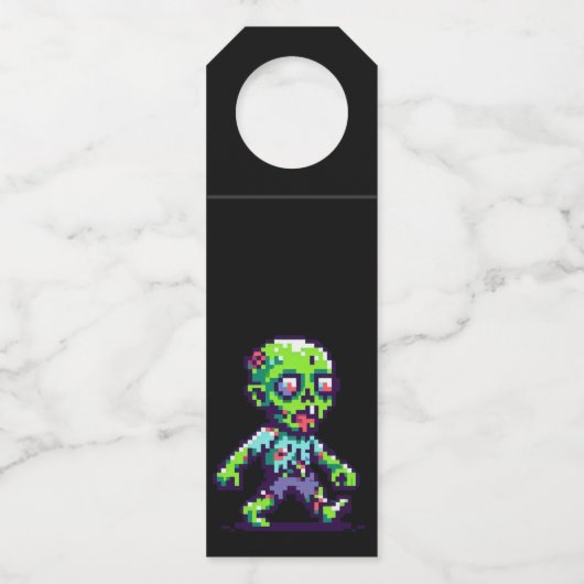 8ビットゾンビおもしろいハロウィーン ボトルネックタグ (正面)