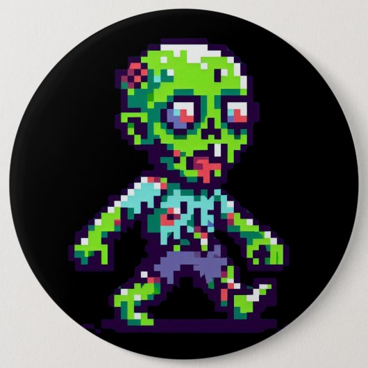 8ビットゾンビおもしろいハロウィーン 缶バッジ (正面)