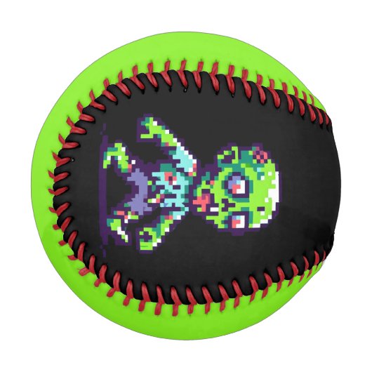 8ビットゾンビおもしろいハロウィーン 野球ボール (正面左)