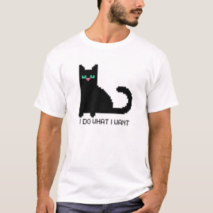 8ビットデジタルアート暗号ピクセルブラックキャット何をする Tシャツ