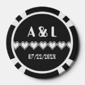 8ビットハート（黒） ポーカーチップ (裏面)