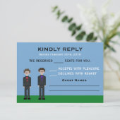 8ビットピクセルのゲーマーグルーミングとグルーミング結婚の 出欠カード (スタンド正面)