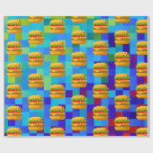 8ビットピクセルアートバーガー – カラフルファストフードラップ ラッピングペーパー (フラット)