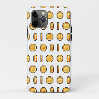 8ビットピクセルスタイルのゴールドゲーミングコインパターン iPhone 11 PROケース