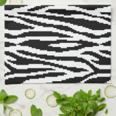 8ビットピクセルゼブラ印刷デザインパターン キッチンタオル (折り畳み)