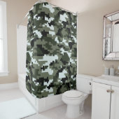 8ビットピクセルデジタルアーバンカモフラージュ/迷彩柄 シャワーカーテン (インサイチュ)