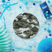 8ビットピクセルデジタルアーバンカモフラージュ/迷彩柄 ペーパープレート (パーティー)