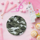 8ビットピクセルデジタルアーバンカモフラージュ/迷彩柄 ペーパープレート (パーティー)