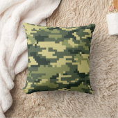 8ビットピクセルデジタルウッドランドカモフラージュ/迷彩柄 クッション (ブランケット)