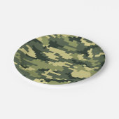 8ビットピクセルデジタルウッドランドカモフラージュ/迷彩柄 ペーパープレート (アングル)