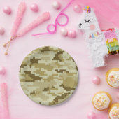 8ビットピクセルデジタルデザートカモフラージュ/迷彩柄 ペーパープレート (パーティー)