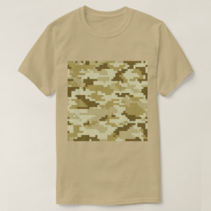 8ビットピクセルデジタルデザートカモフラージュ/迷彩柄 Tシャツ