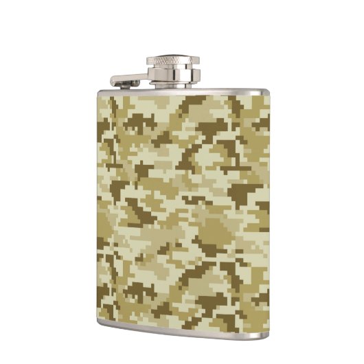 8ビットピクセルデジタル砂漠のカムフラージュ/迷彩柄 フラスク (左)