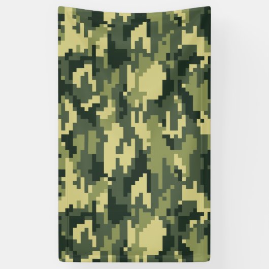 8ビットピクセルデジタルWoodland Camouflage/迷彩柄 横断幕 (縦)