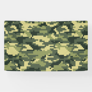 8ビットピクセルデジタルWoodland Camouflage/迷彩柄 横断幕