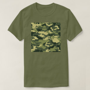 8ビットピクセルデジタルWoodland Camouflage/迷彩柄 Tシャツ