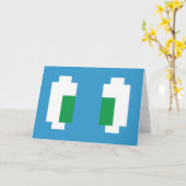 8ビットピクセルマンガ緑の目 カード (黄色い花)