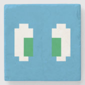 8ビットピクセルマンガ緑の目 ストーンコースター (正面)