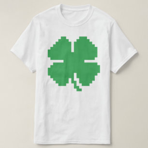 8ビットピクセルラッキー4枚クローバー Tシャツ