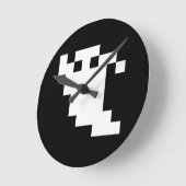 8ビットピクセル幽霊 ラウンド壁時計 (傾斜)