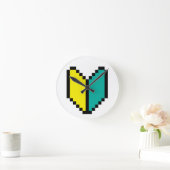 8ビットピクセル若葉/初心社マーク ラウンド壁時計 (ホーム)