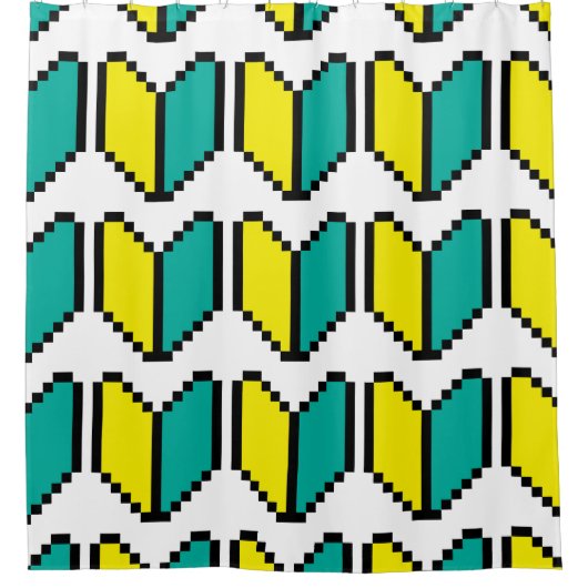 8ビットピクセル若葉/商心社マーク シャワーカーテン (正面)