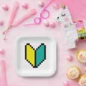 8ビットピクセル若葉/商心社マーク ペーパープレート (パーティー)