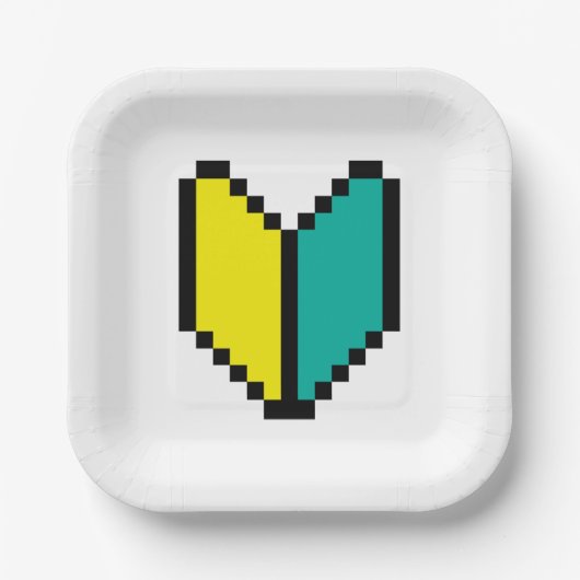 8ビットピクセル若葉/商心社マーク ペーパープレート (正面)