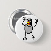 8ビットレトロのスキーは雪男を放します 缶バッジ (正面&裏面)