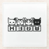 8ビット猫M30W ガラスコースター (正面)