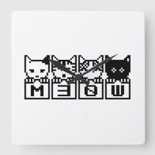 8ビット猫M30W スクエア壁時計