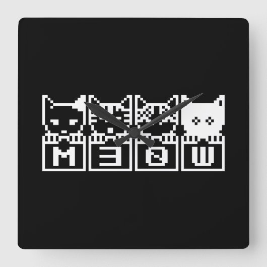 8ビット猫M30W スクエア壁時計 (正面)