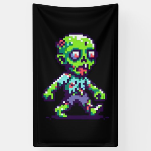 8ビット ゾンビ ハロウィン おもしろTシャツ 横断幕 (縦)
